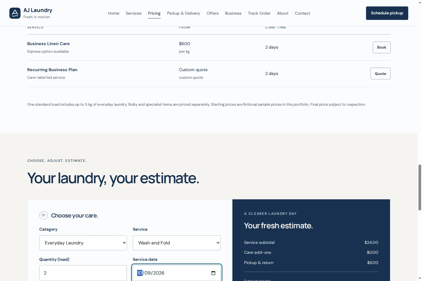 AJ Laundry: a live interactive detail