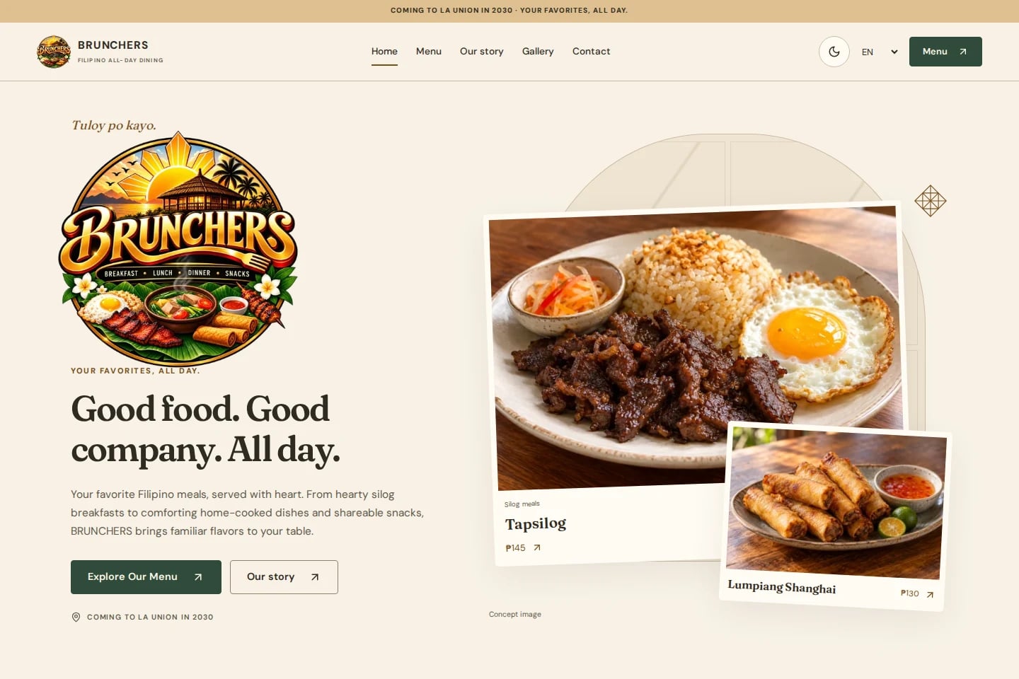 BRUNCHERS: actual desktop homepage