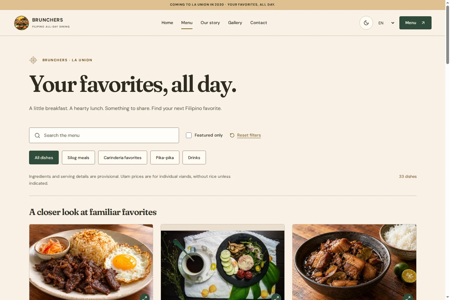 BRUNCHERS: live feature interface