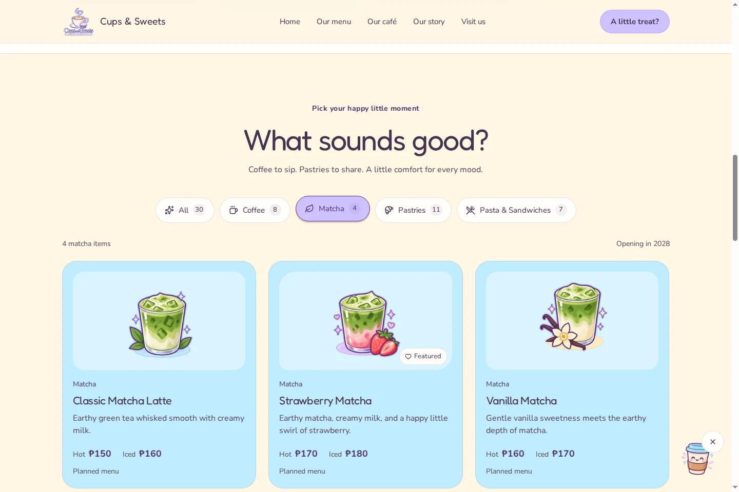 Cups and Sweets: a live interactive detail