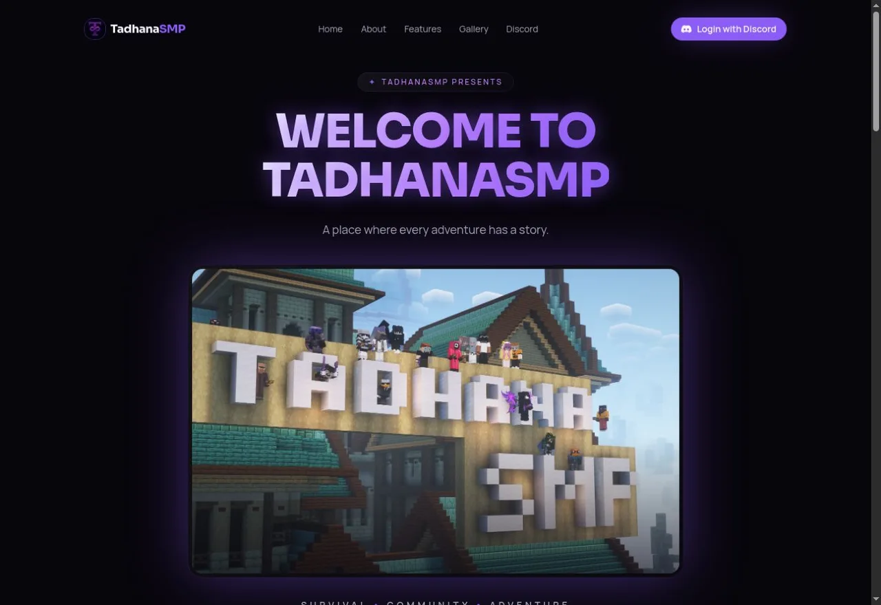 TadhanaSMP: preserved original homepage screenshot